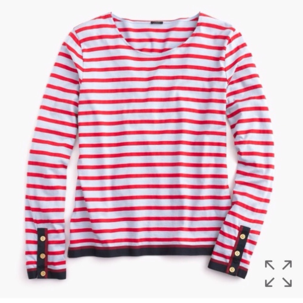 Jcrew grosgrain striped tee with nautical buttons